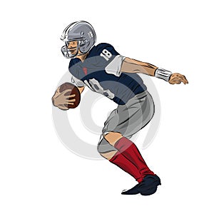 American football player running with ball photo