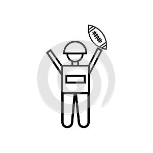 American football player running with the ball icon vector sign and symbol isolated on white background, American football player