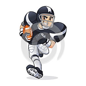 American Football Player Running Cartoon Character