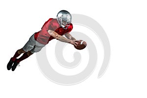 American football player scoring a touchdown