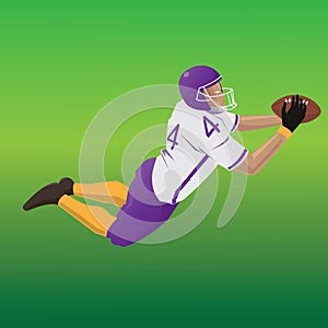 american football player scoring touchdown. Vector illustration decorative background design