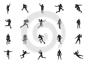 American Football Player Silhouettes, Football Silhouettes, Player silhouettes, American Football Silhouette, Football Player