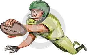 American Football Player Touchdown Caricature