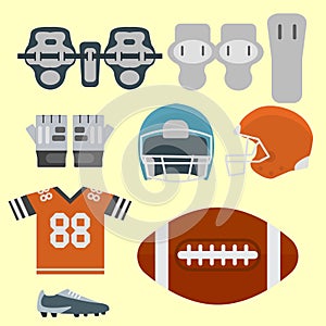 American football player uniform sport game icons vector cartoon style quarterback jumping success usa athlete
