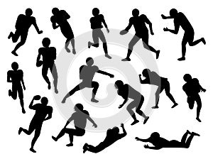 American Football Players Silhouette Gridiron Set