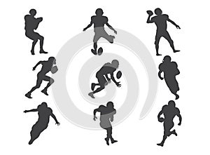 American football players silhouette vector, Rugby players symbol of several American football players in action illustration on a