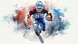 American football players in watercolor style. - Generative ai.