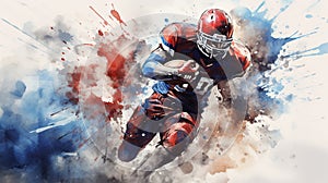 American football players in watercolor style. - Generative ai.