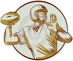 American Football QB Throwing Circle Side Etching