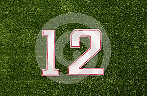 American football quarterback number on green grass