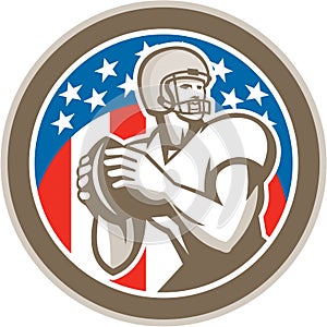 American Football Quarterback QB Circle Retro