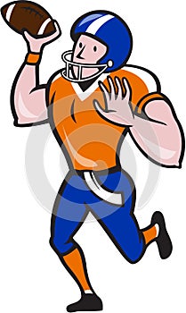 American Football Quarterback Throw Ball Cartoon