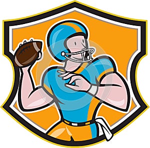 American Football Quarterback Throw Shield Cartoon photo