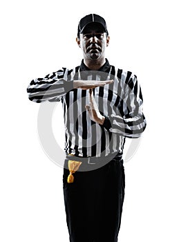 American football referee gestures time out silhouette