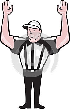 American Football Referee Touchdown Cartoon