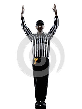 American football referee touchdown gestures silhouettes