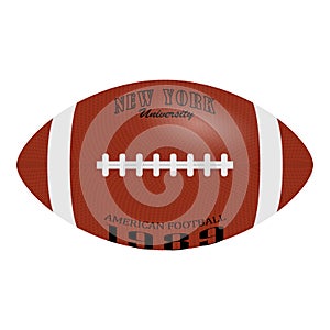 American Football, rugby ball isolated on a white background. Realistic Vector Illustration. Rugby sport.