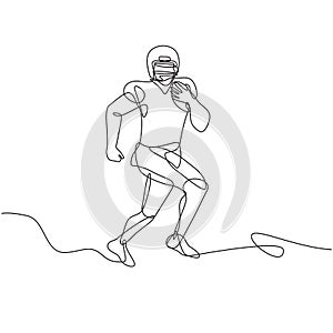 American Football Running Back Wide Receiver Quarterback or Tight End Running with Ball Continuous Line Drawing