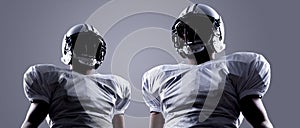 American Football runningback quarterback take a helmet