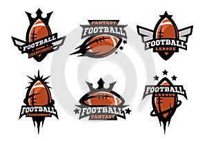 American football set of logos.