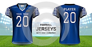 Americký fotbal nebo dresy uniformy realistický grafický a představení šablona 