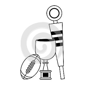 American football sport game cartoon in black and white