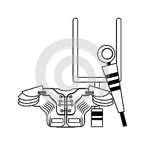 American football sport game cartoon in black and white