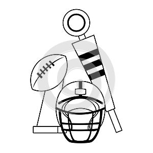 American football sport game cartoon in black and white