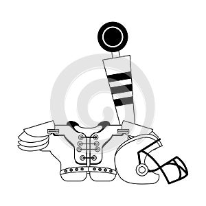 American football sport game cartoon in black and white