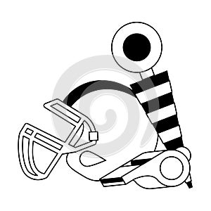 American football sport game cartoon in black and white