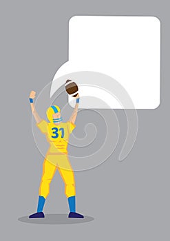 American football sportman player rising his arm with empty speech bubble. photo