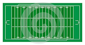 American football sports field markings lines on grass. Outline football playground top view. Sports ground for active recreation