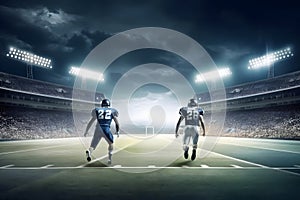 American football sportsman player on stadium. Neural network AI generated