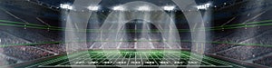 American football stadium, arena with spectators sport fans preparing to watch match. 3D render.
