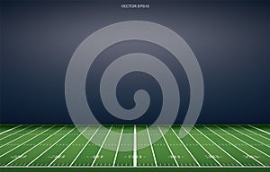 American football stadium background with perspective line pattern of grass field.