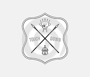 American Football tackle and touchdown black on white