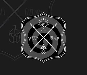 American Football tackle and touchdown white on black