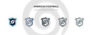 American football team emblem icon in different style vector illustration. two colored and black american football team emblem