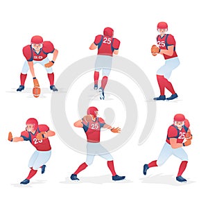 American Football team players in action Set stock illustration,