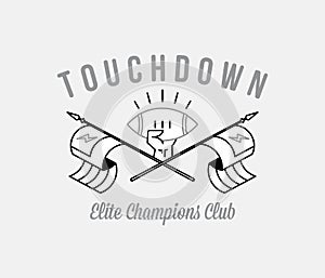 American Football touchdown champions black on white