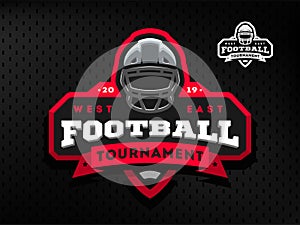 American Football tournament emblem, logo on a dark background. photo