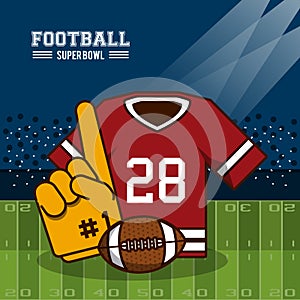 American football tshirt and ball