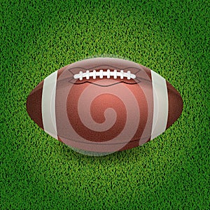 American football. Vector illustration of the ball on the grass.