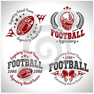 American football vintage vector labels for poster