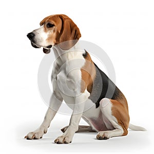 American Foxhound breed dog isolated on white background