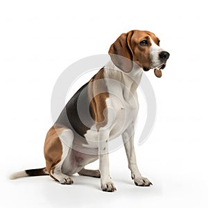 American Foxhound breed dog isolated on white background