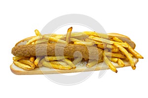 American fricadelle sandwich isolated on a white background