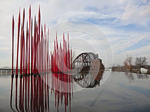 American glass sculptor and entrepreneur Dale Chihuly`s work displayed at Clinton Presidential Center