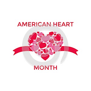 American Heart Month card. Medical healthcare concept. Vector eps