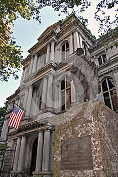 American Historic Building with Bronze Statue